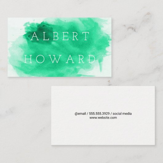 artiest | Waterverf | Moderne Green Painter Creato Visitekaartje (Voorkant / Achterkant)