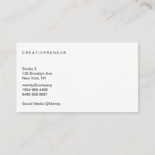 Artiest / Waterverf Visitekaartje (Achterkant)