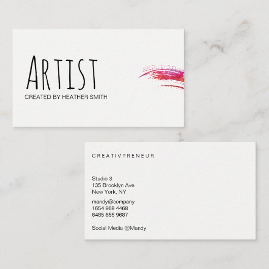 Artiest / Waterverf Visitekaartje (Voorkant / Achterkant)