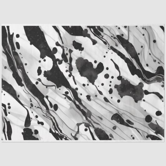 Artiest Zwart Wit Groot Abstract Marmer 1h Tissuepapier (Voorkant)