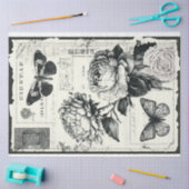 Artiest Zwart Wit Grote Pioen Decoupage Tissuepapier (Craft)