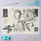 Artiest Zwart Wit Grote Pioen Decoupage Tissuepapier (Craft)