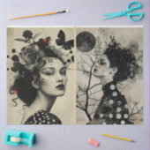 Artiesten Mixed Media Black Cream Grote Gezichten  Tissuepapier (Craft)