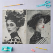 Artiesten Mixed Media Zwart Wit Grote Gezichten Tissuepapier (Craft)