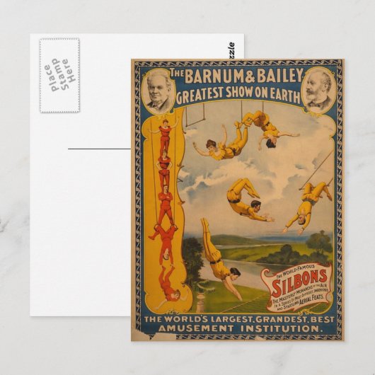 Artiesten van Barnum en Bailey/Trapeze Briefkaart (Voorkant / Achterkant)