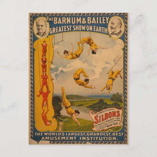 Artiesten van Barnum en Bailey/Trapeze Briefkaart (Voorkant)