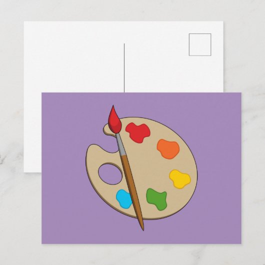Artiestenpalet met verfborstel feestdagenkaart (Voorkant / Achterkant)