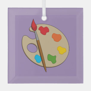 Artiestenpalet met verfborstel glas ornament