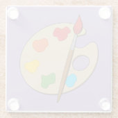 Artiestenpalet met verfborstel glazen onderzetter (Achterkant)