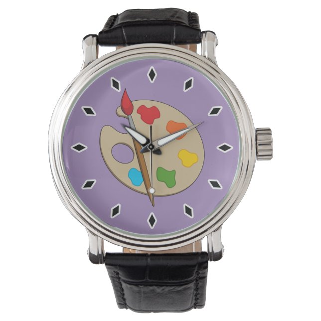 Artiestenpalet met verfborstel horloge (Voorkant)
