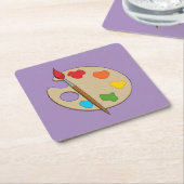 Artiestenpalet met verfborstel kartonnen onderzetters (Schuin)