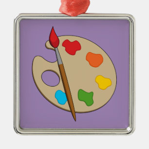Artiestenpalet met verfborstel metalen ornament