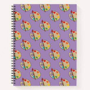 Artiestenpalet met verfborstel notitieboek