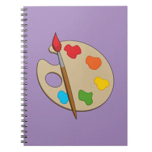 Artiestenpalet met verfborstel notitieboek