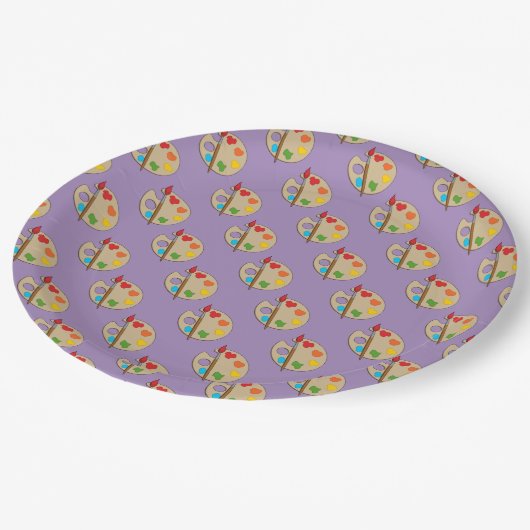 Artiestenpalet met verfborstel papieren bordje (Gekanteld)