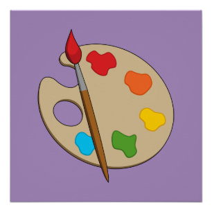 Artiestenpalet met verfborstel perfect poster