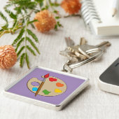 Artiestenpalet met verfborstel sleutelhanger (Zijkant)