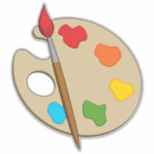 Artiestenpalet met verfborstel sticker (Voorkant)