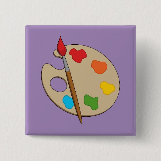 Artiestenpalet met verfborstel vierkante button 5,1 cm (Voorkant)
