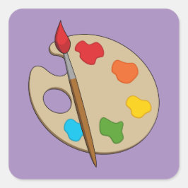 Artiestenpalet met verfborstel vierkante sticker