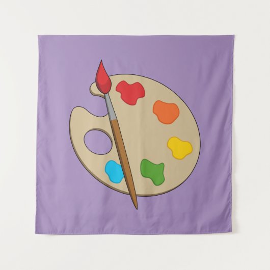 Artiestenpalet met verfborstel wandkleed (Voorkant)