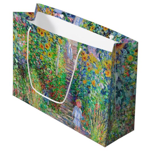 Artiestentuin, monet Large Gift Bag Groot Cadeauzakje (Voorkant Gekanteld)
