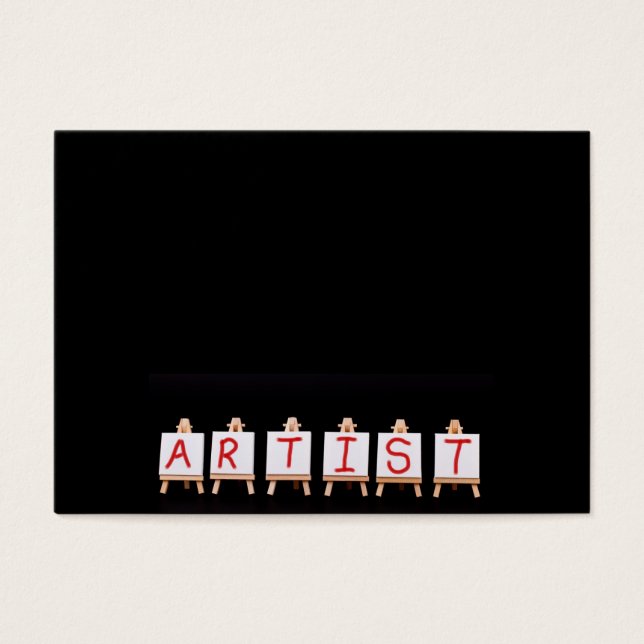 Artiestenwoorden over zes ezels op zwart visitekaartje (Voorkant)