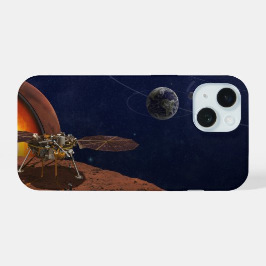 Artiest's Rendition of the Insight Lander. iPhone 15 Case (Achterkant horizontaal)