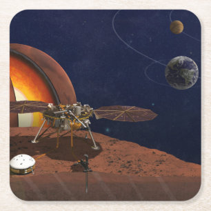 Artiest's Rendition of the Insight Lander. Kartonnen Onderzetters