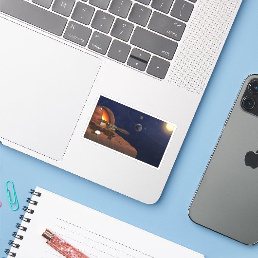 Artiest's Rendition of the Insight Lander. Sticker (Laptop met iPhone)