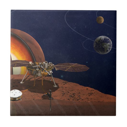 Artiest's Rendition of the Insight Lander. Tegeltje (Voorkant)