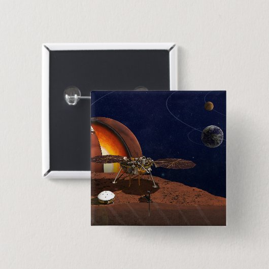Artiest's Rendition of the Insight Lander. Vierkante Button 5,1 Cm (Voorkant /achterkant)