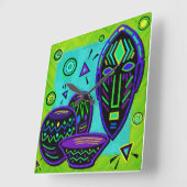 Artifact African Pop Art Vierkante Klok (Hoek)