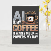 Artificial Intelligence Coffee Humor Kaart (Gele Bloem)