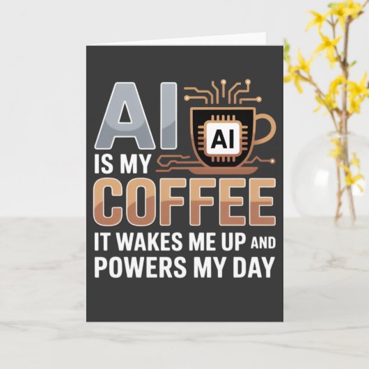 Artificial Intelligence Coffee Humor Kaart (Gele Bloem)