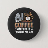 Artificial Intelligence Coffee Humor Ronde Button 5,7 Cm (Voorkant)