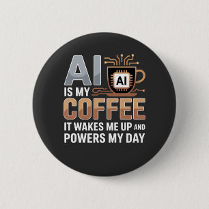 Artificial Intelligence Coffee Humor Ronde Button 5,7 Cm