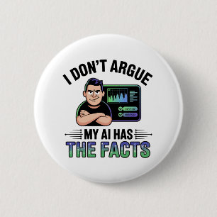 Artificial Intelligence Facts Humor Design Ronde Button 5,7 Cm