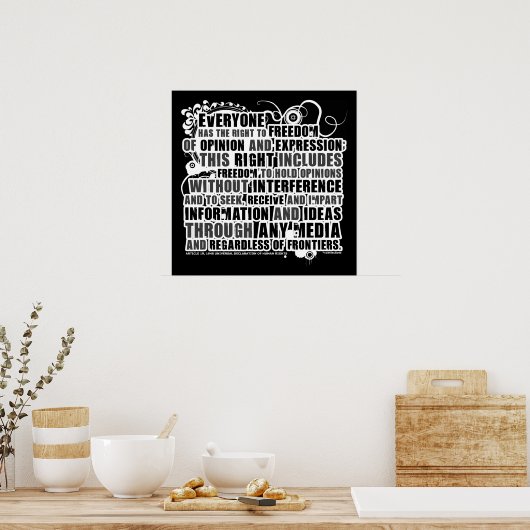 Artikel 19 Citaat (B&W) Poster (Keuken)