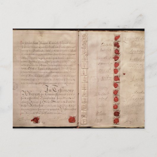 Artikelen van de Unie tussen Engeland en Schotland Briefkaart (Voorkant)