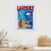 Artikelen voor wasgoed, ijzer, spelden, zeep poster (Keuken)