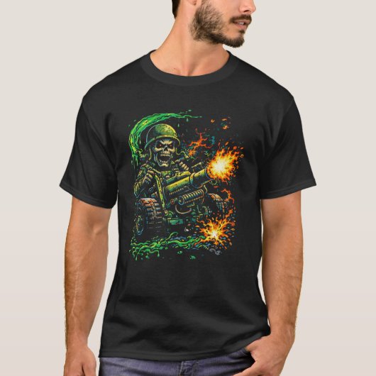 Artillery Mayhem – Street Art Military Illustratio T-shirt (Voorkant)