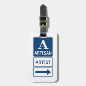 Artisan Artiest Studio Sign Directional Arrow Bagagelabel (Voorkant verticaal)