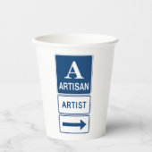 Artisan Artiest Studio Sign Directional Arrow Papieren Bekers (Voorkant)