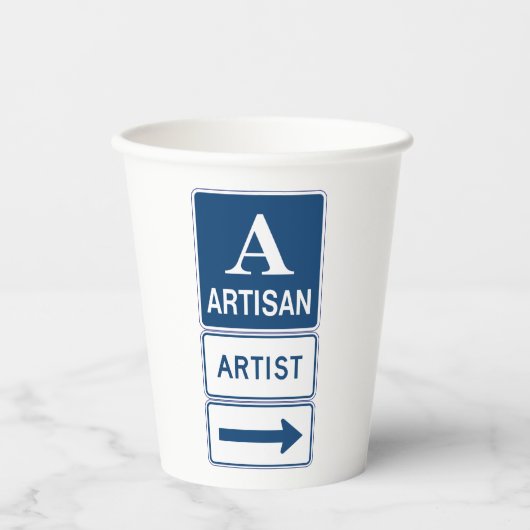 Artisan Artiest Studio Sign Directional Arrow Papieren Bekers (Voorkant)