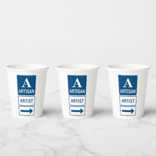 Artisan Artiest Studio Sign Directional Arrow Papieren Bekers