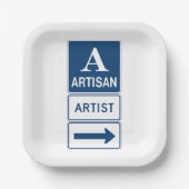 Artisan Artiest Studio Sign Directional Arrow Papieren Bordje (Voorkant)