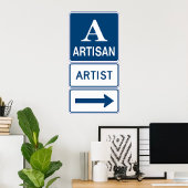 Artisan Artiest Studio Sign Directional Arrow Poster