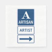 Artisan Artiest Studio Sign Directional Arrow Servet (Voorkant)