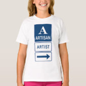 Artisan Artiest Studio Sign Directional Arrow T-shirt (Voorkant)